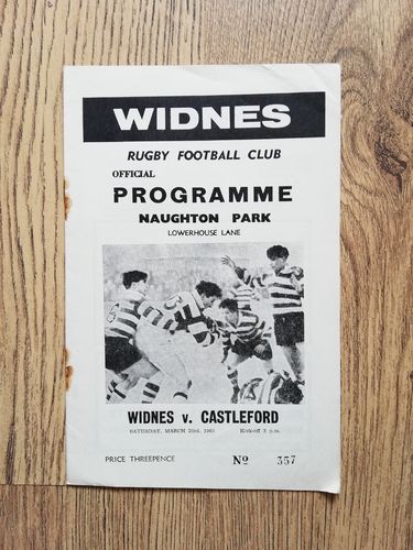 Widnes v Castleford March 1963 Rugby League Programme