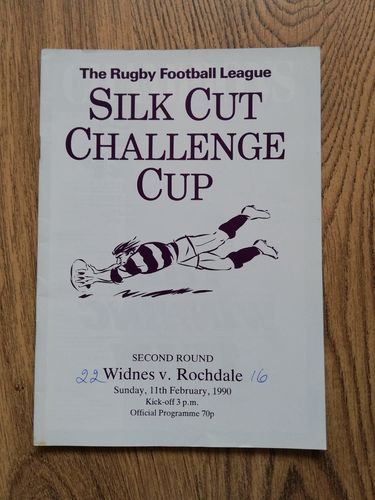 Widnes v Rochdale Feb 1990 Challenge Cup Rugby League Programme