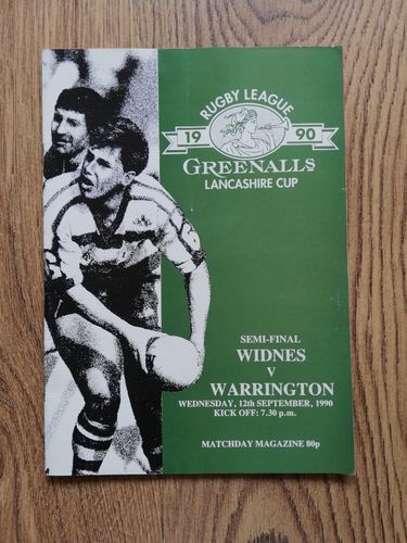 Widnes v Warrington 1990 Lancashire Cup Semi-Final Rugby League Programme