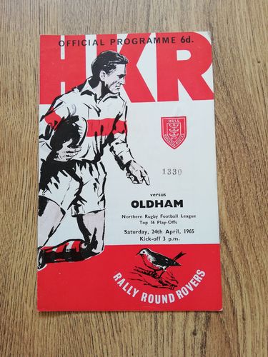 Hull KR v Oldham April 1965 Play-Off Rugby League Programme