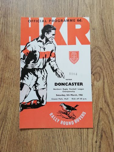 Hull KR v Doncaster March 1966 Rugby League Programme