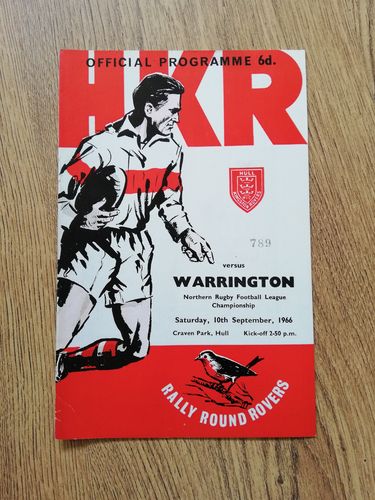 Hull KR v Warrington Sept 1966 Rugby League Programme