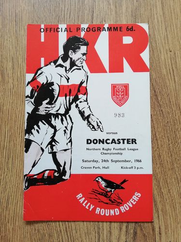 Hull KR v Doncaster Sept 1966 Rugby League Programme