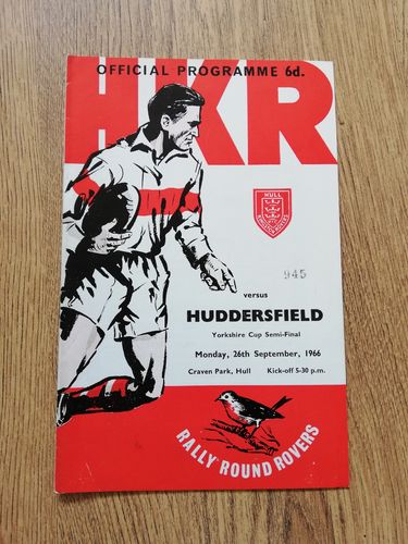 Hull KR v Huddersfield Sept 1966 Yorkshire Cup Semi-Final Rugby League Programme
