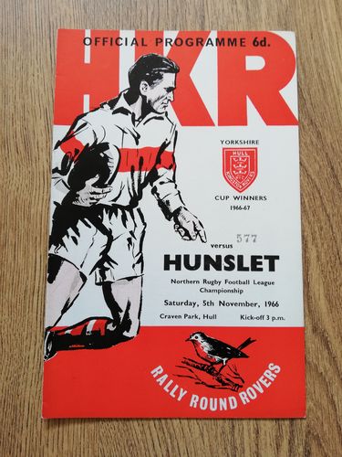 Hull KR v Hunslet Nov 1966 Rugby League Programme