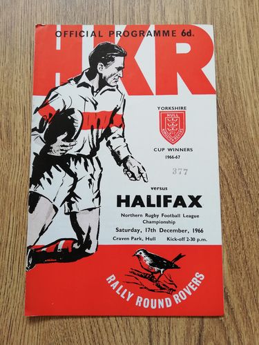 Hull KR v Halifax Dec 1966 Rugby League Programme