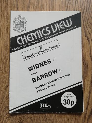 Widnes v Barrow Nov 1983 John Player Special Trophy Rugby League Programme