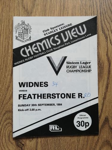 Widnes v Featherstone Rovers Sept 1984