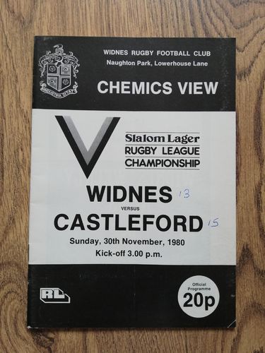 Widnes v Castleford Nov 1980 Rugby League Programme
