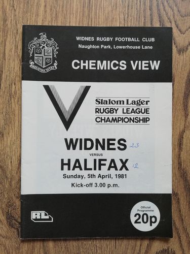 Widnes v Halifax April 1981 Rugby League Programme