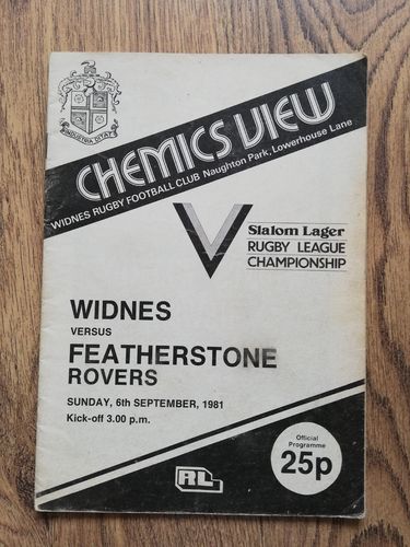 Widnes v Featherstone Rovers Sept 1981