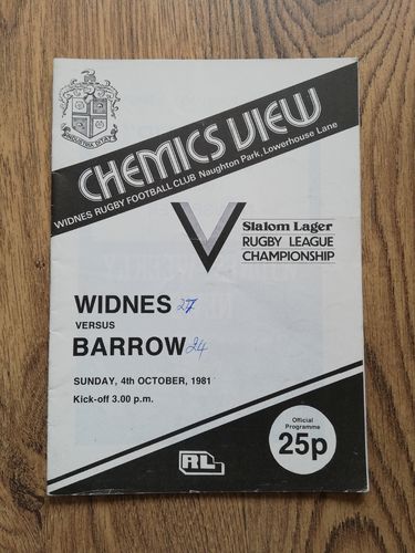 Widnes v Barrow Oct 1981