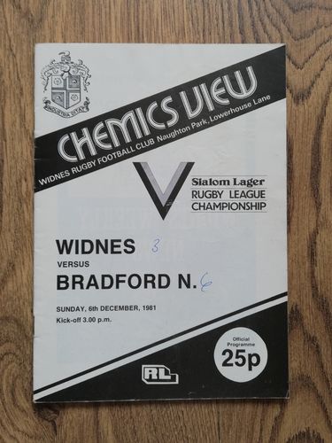 Widnes v Bradford Northern Dec 1981