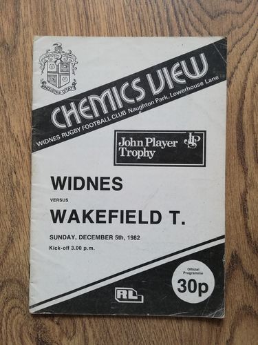 Widnes v Wakefield Trinity Dec 1982 John Player Trophy Rugby League Programme