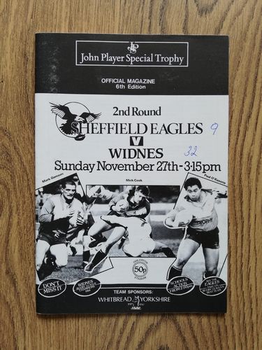 Sheffield Eagles v Widnes Nov 1988 John Player Trophy Rugby League Programme