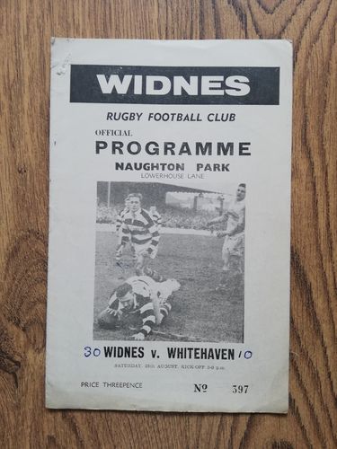 Widnes v Whitehaven Aug 1962 Rugby League Programme
