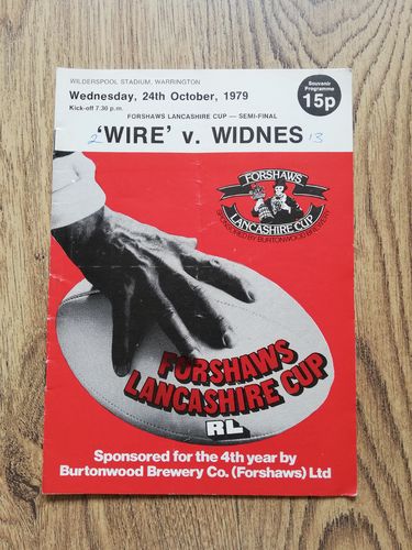 Warrington v Widnes Oct 1979 Lancashire Cup Semi-Final Rugby League Programme