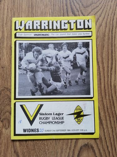 Warrington v Widnes Sept 1984