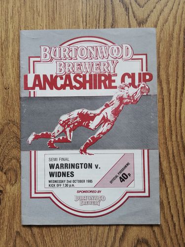 Warrington v Widnes Oct 1985 Lancashire Cup Semi-Final Rugby League Programme