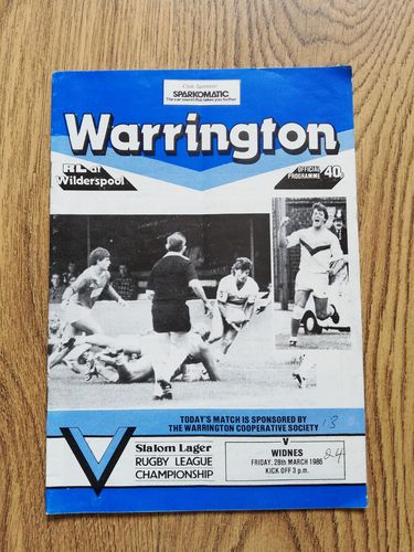 Warrington v Widnes March 1986 Rugby League Programme
