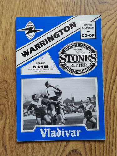 Warrington v Widnes Dec 1988 Rugby League Programme