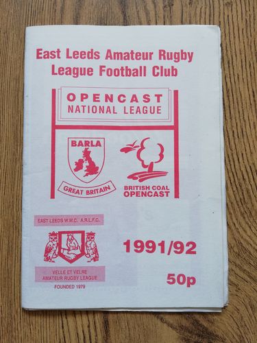 East Leeds v Beverley Feb 1992 Rugby League Programme
