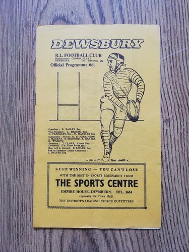Dewsbury v Hunslet Jan 1967 Rugby League Programme