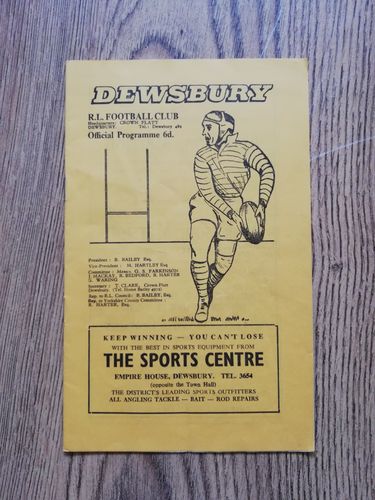 Dewsbury v Keighley Sept 1967 Rugby League Programme