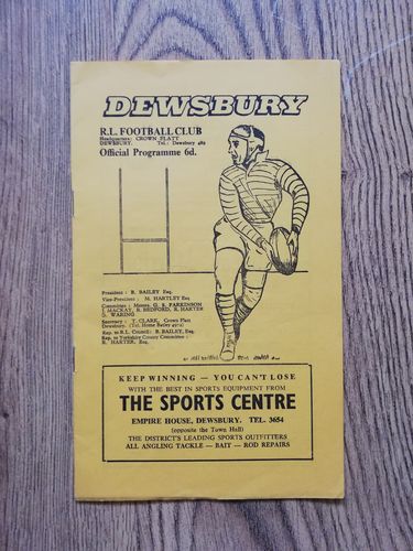 Dewsbury v Hull Nov 1967 Rugby League Programme