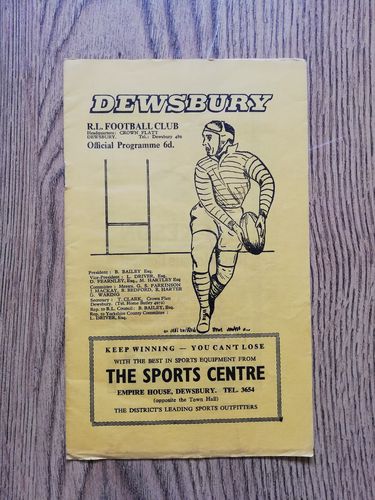 Dewsbury v Bradford Northern Dec 1967 Rugby League Programme
