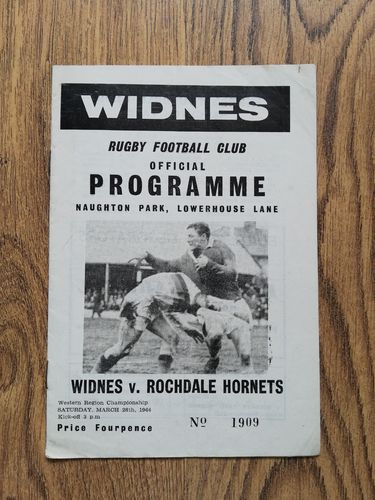 Widnes v Rochdale Hornets March 1964 Rugby League Programme