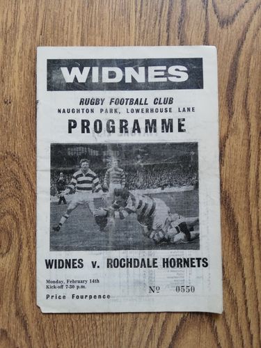 Widnes v Rochdale Hornets Feb 1966 Rugby League Programme