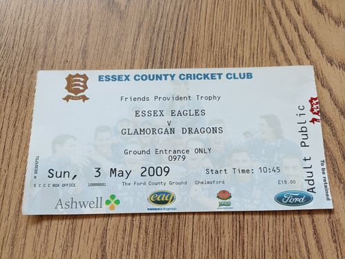Essex v Glamorgan 2009 Friends Provident Trophy Used Cricket Ticket