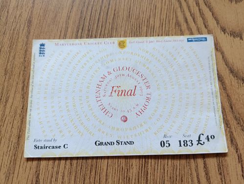 Worcestershire v Gloucestershire 2003 C & G Trophy Final Used Cricket Ticket