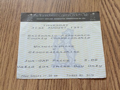 Warwickshire v Gloucestershire 1995 County Championship Used Cricket Ticket