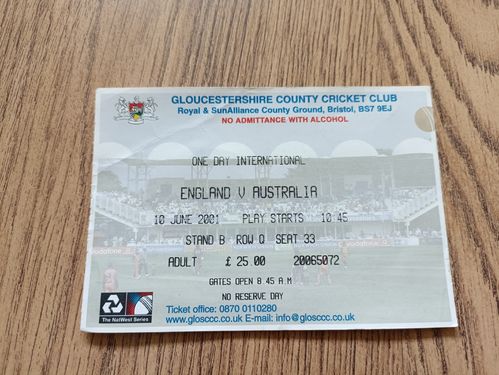 England v Australia 2001 Natwest Series Used Cricket Ticket