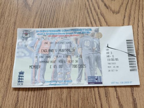 England v Australia 2005 One Day International Used Cricket Ticket