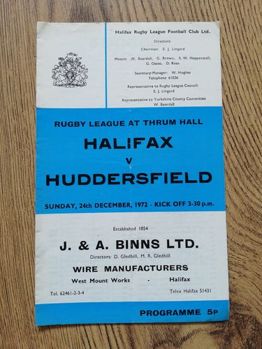Halifax v Huddersfield Dec 1972