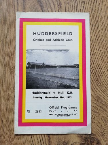 Huddersfield v Hull KR Nov 1971 Rugby League Programme
