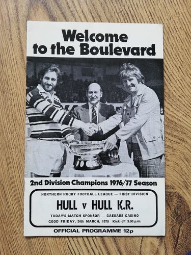Hull v Hull KR March 1978 Rugby League Programme