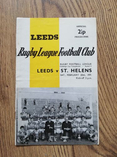 Leeds v St Helens Feb 1971 Challenge Cup Rugby League Programme