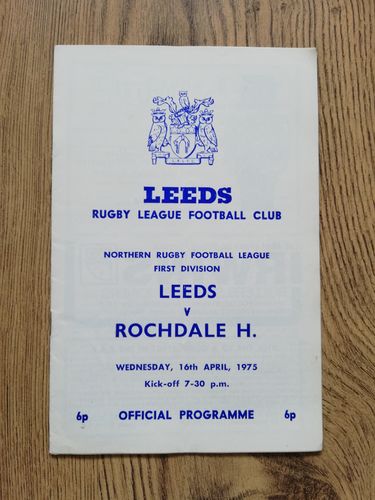 Leeds v Rochdale Hornets April 1975 Rugby League Programme