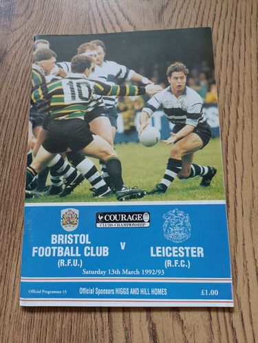 Bristol v Leicester March 1993 Rugby Programme