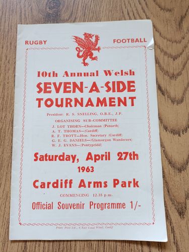 Snelling Sevens 1963 Rugby Programme