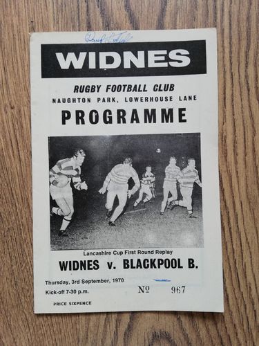 Widnes v Blackpool Borough Sept 1970 Lancashire Cup Rugby League Programme