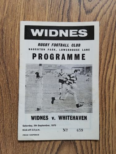 Widnes v Whitehaven Sept 1970 Rugby League Programme