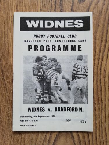 Widnes v Bradford Northern Sept 1970 Rugby League Programme