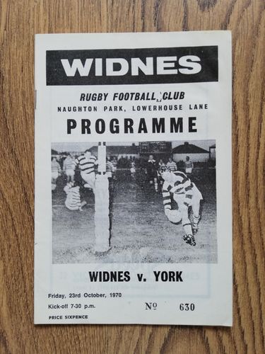 Widnes v York Oct 1970 Rugby League Programme