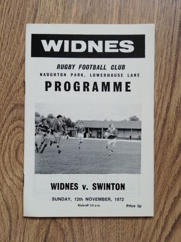 Widnes v Swinton Nov 1972 Rugby League Programme