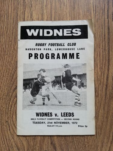 Widnes v Leeds Nov 1972 BBC2 Floodlit Trophy Rugby League Programme